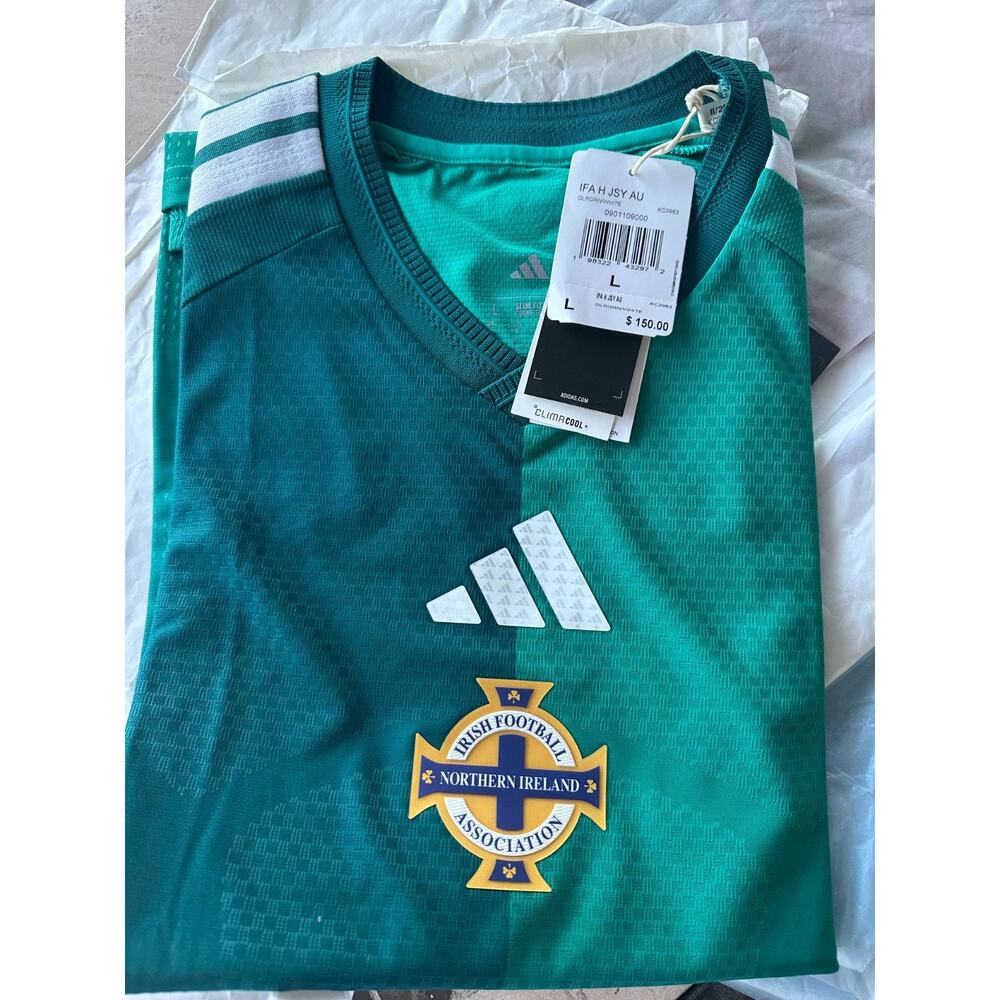 NWT adidas Northern Ireland 2026 Authentic Home Jersey Men L Green Soccer Slim - Picture 8 of 15